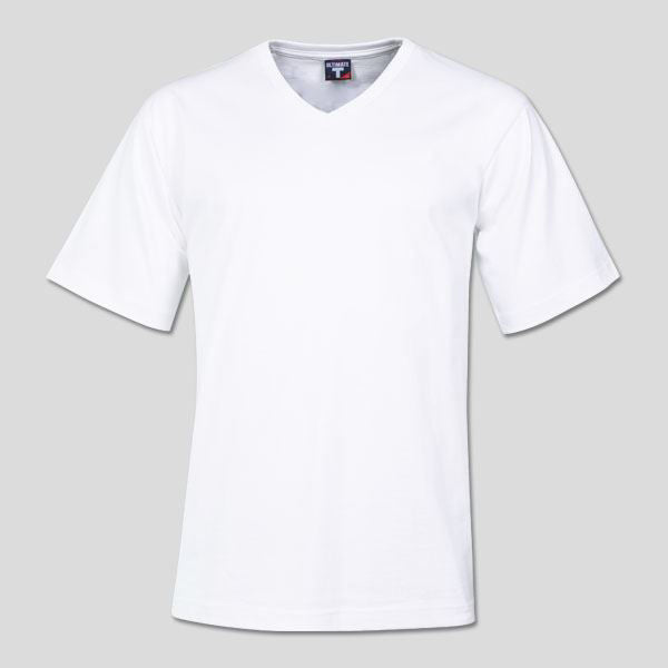 170gsm Combed Cotton V-neck T-shirt - White - While Stocks Last