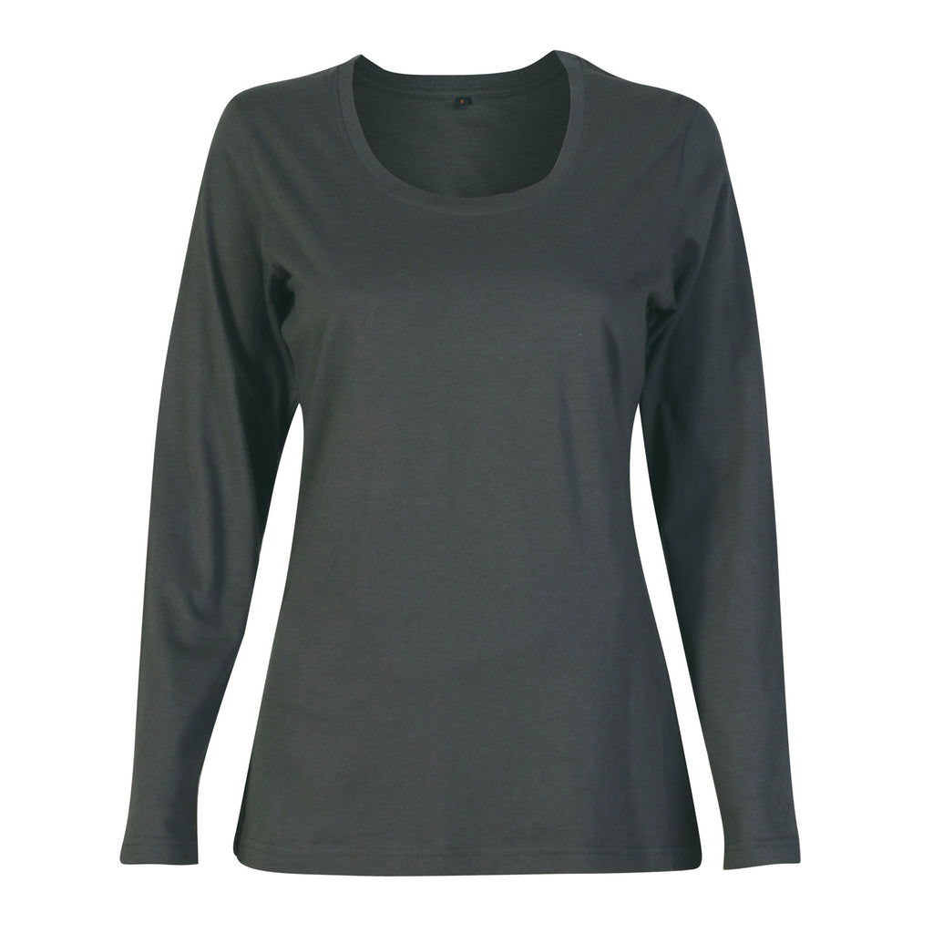 150gsm Ladies’ Fashion Fit T-Shirt - long sleeve - Charcoal - End Of Range