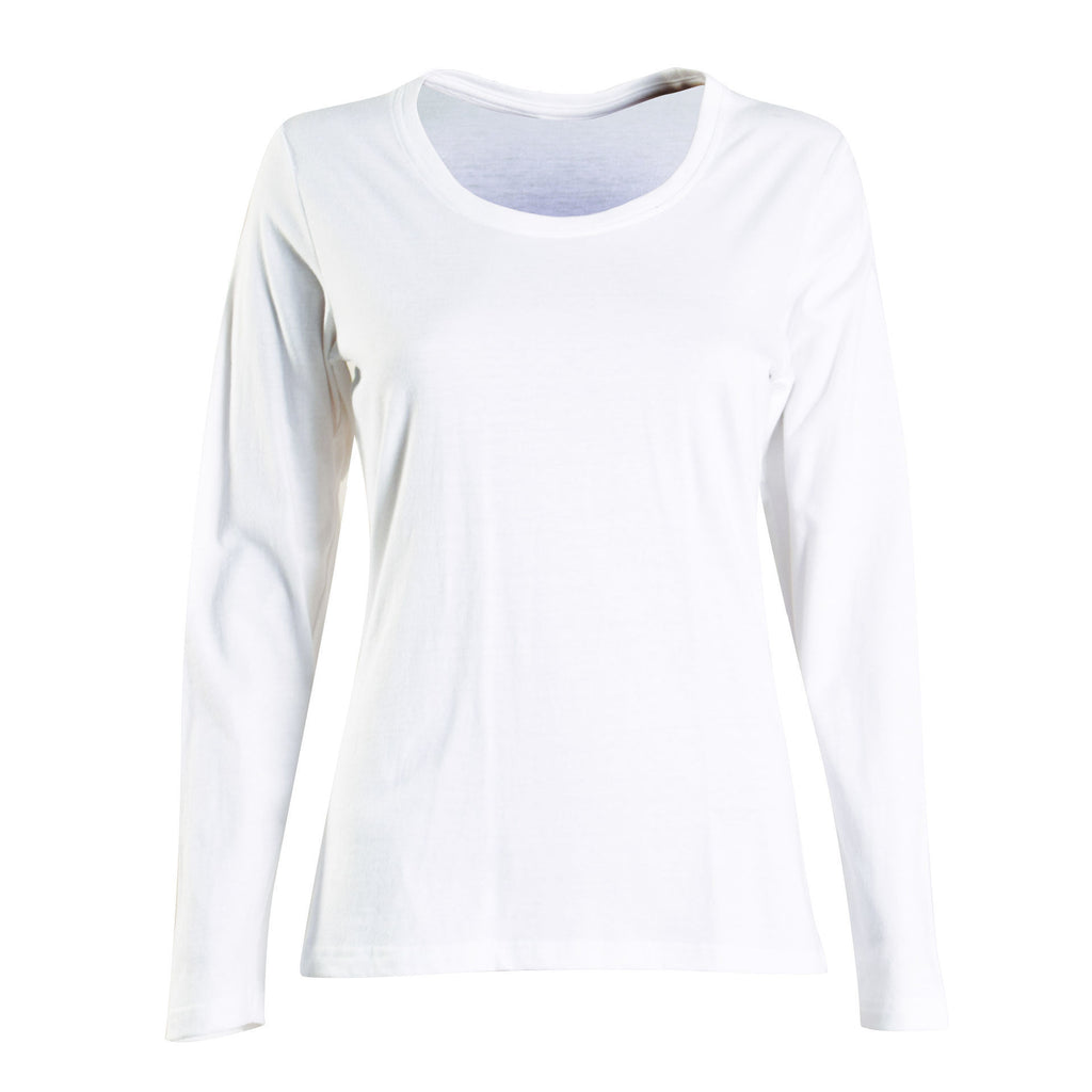 150gsm Ladies’ Fashion Fit T-Shirt - long sleeve -White - End Of Range
