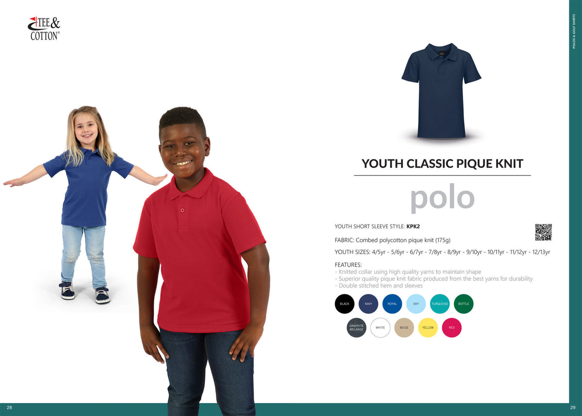 175gsm Youth Classic Pique Knit Polo