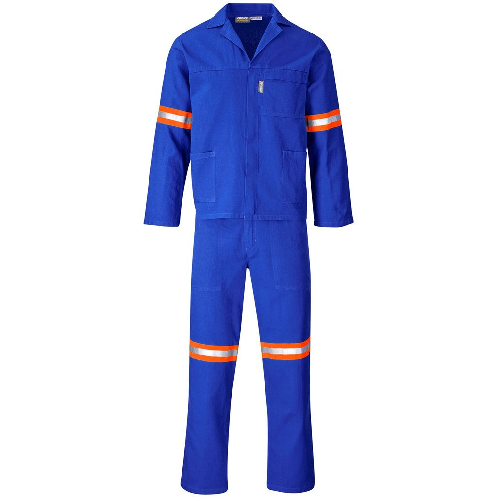 Technician 100% Cotton Conti Suit - Reflective Arms & Legs - Orange Tape - Royal Blue