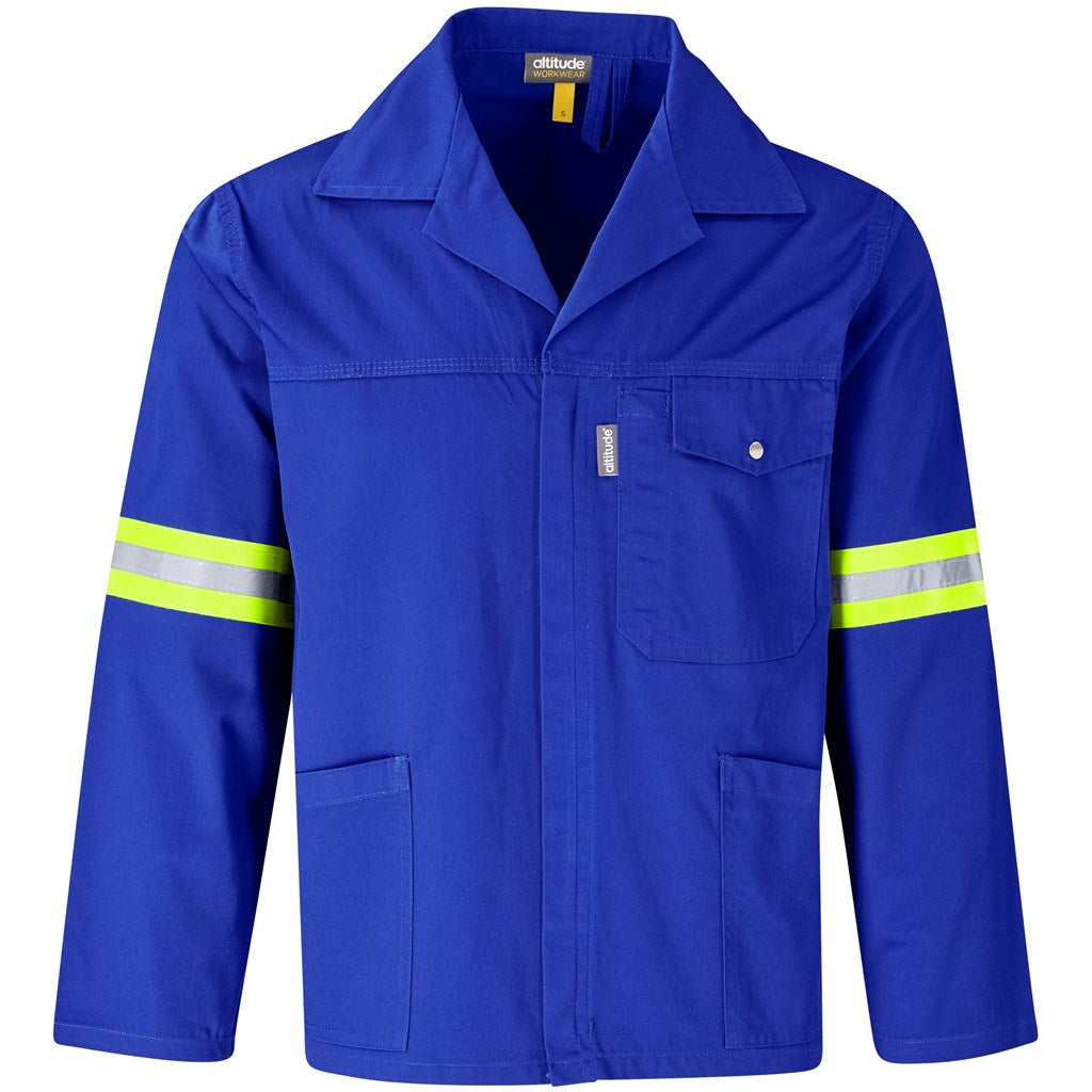 Site Premium Polycotton Jacket - Reflective Arms - Yellow Tape - Royal Blue