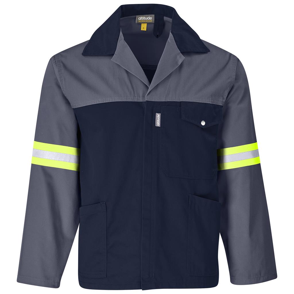 Site Premium Two-Tone Polycotton Jacket - Reflective Arms & Back - Yellow Tape