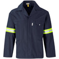 Artisan Premium 100% Cotton Jacket - Reflective Arms & Back - Yellow Tape - Navy
