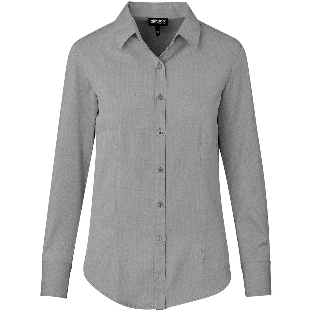 Ladies Long Sleeve Nottingham Shirt - Grey