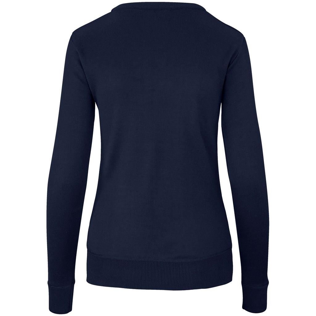 Ladies Long Sleeve Peru V-Neck Jersey - Navy