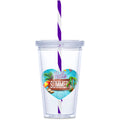 Malibu Double-Wall Plastic Tumbler & Straw - 470ml
