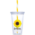 Malibu Double-Wall Plastic Tumbler & Straw - 470ml