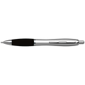 Silver Barrel Black Ink Pen