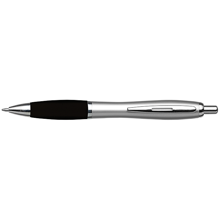 Silver Barrel Curved Design Black Ink Pen