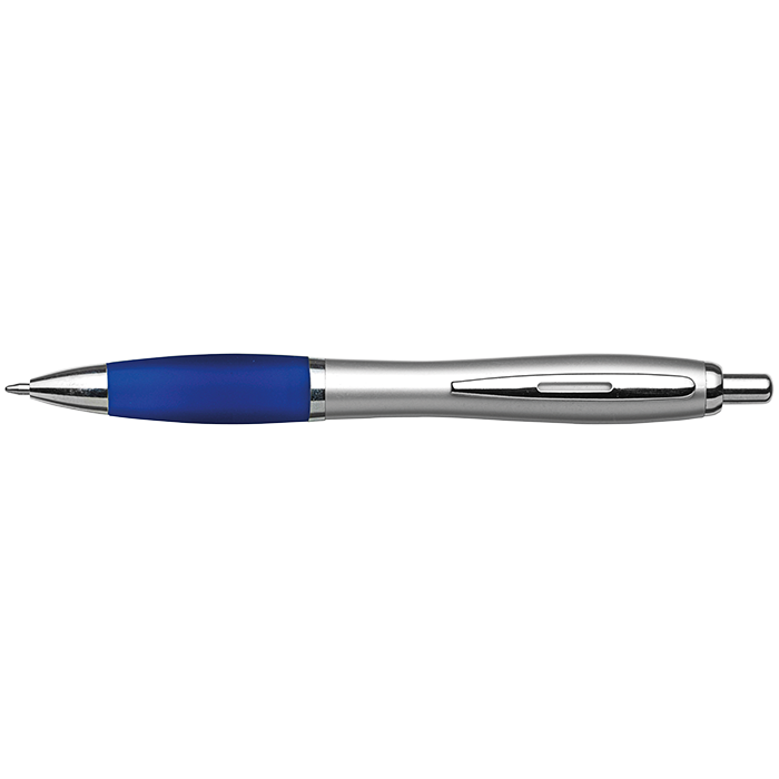 Silver Barrel Curved Design Black Ink Pen