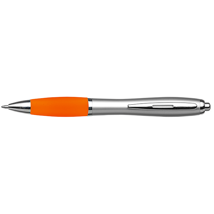Silver Barrel Curved Design Ballpoint Pen