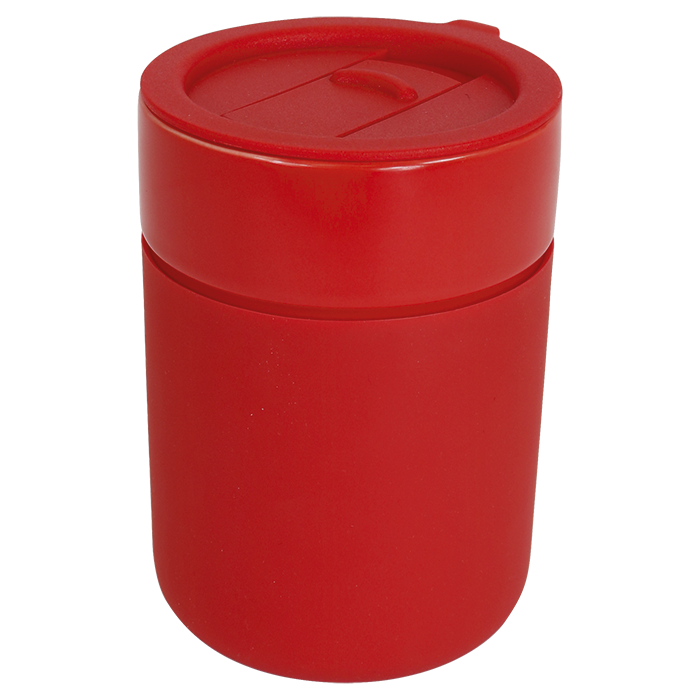 330ml Ceramic Silicone Cover Mug With Sip Slider