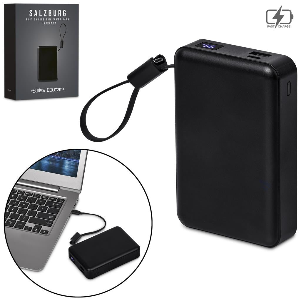 Swiss Cougar Salzburg Fast Charge 65W PD & QC Power Bank - 15 000mAh