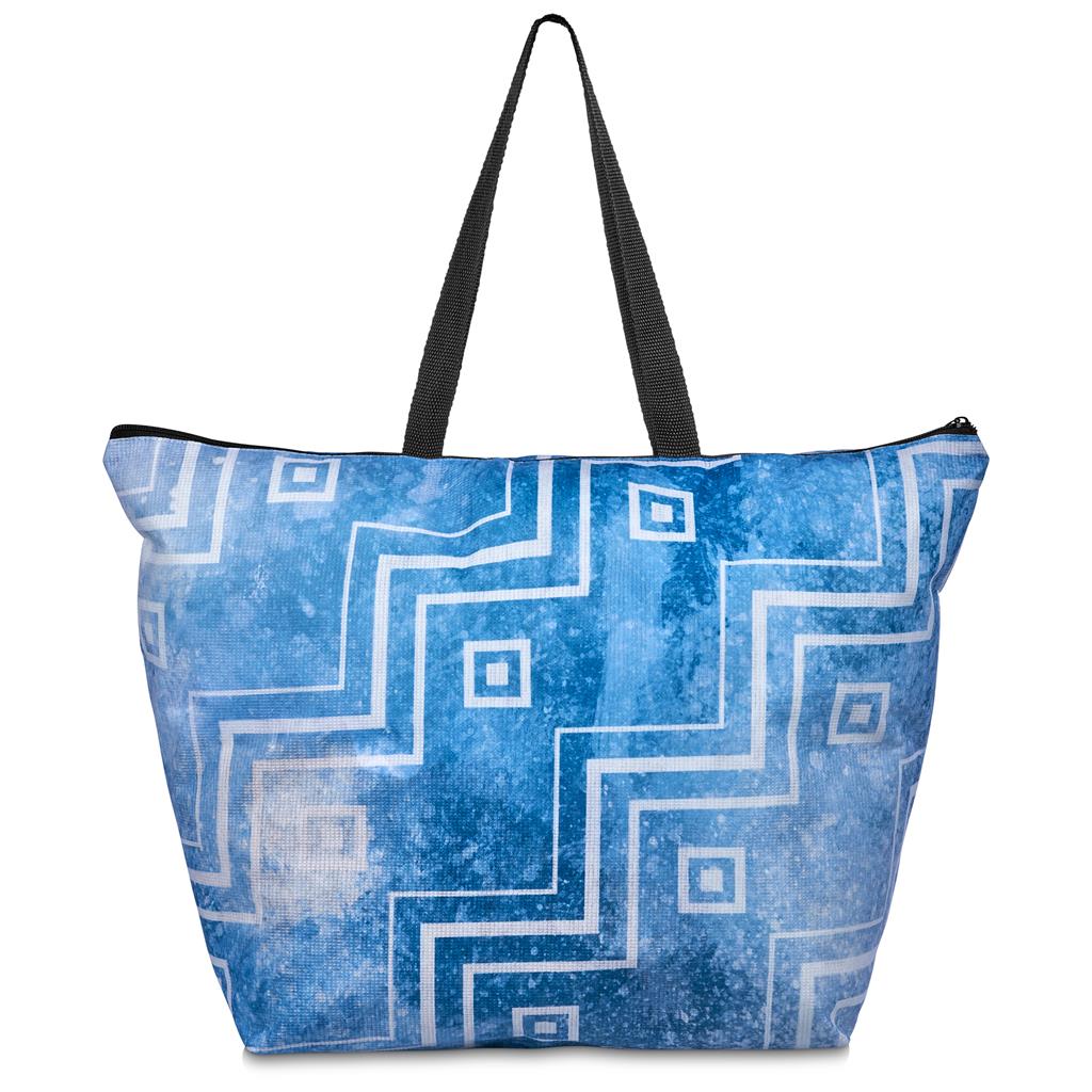 Pre-Printed Sample Hoppla Skyline Recycled PET Stitch-Bond Shopper With Zip