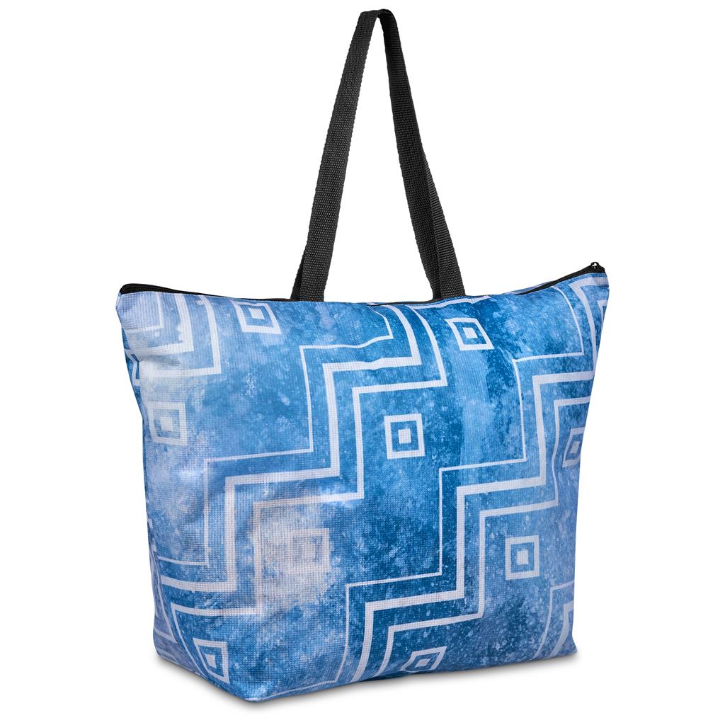 Pre-Printed Sample Hoppla Skyline Recycled PET Stitch-Bond Shopper With Zip