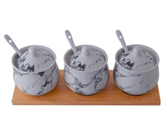 Marble Bamboo Canisters Set